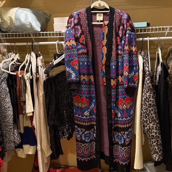 NWOT Farm Rio Black Ainika Maxi Cardigan - Picture 8 of 9